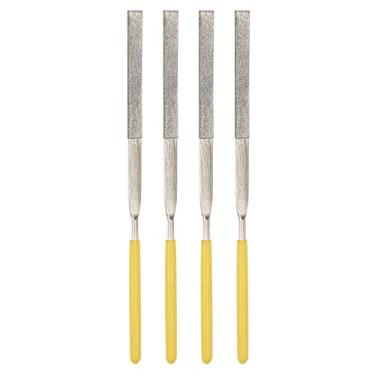 Imagem de Lixas de agulha de diamante, 3 mm x 140 mm, cabo de lima tipo plano, ferramenta manual para metal, madeira, pedra e mármore, 4 peças