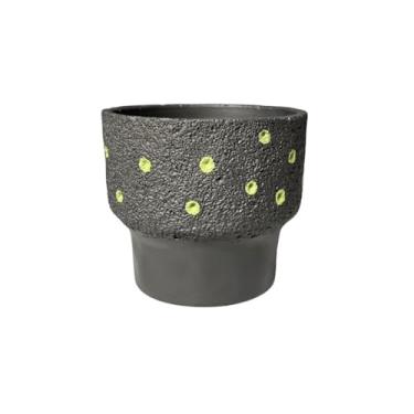 Imagem de Vasos de plantas Vaso de flores preto com bolinhas, vaso redondo cimento furo drenagem, para varanda, sala estar, cozinha, jardim, recipiente plantas(Grande)