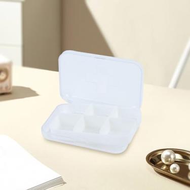 Imagem de Caixa de medicamentos pequena selada portátil com 6 compartimentos caixa de armazenamento de medicamentos compacta e conveniente para porta-comprimidos de viagem, organizador de comprimidos