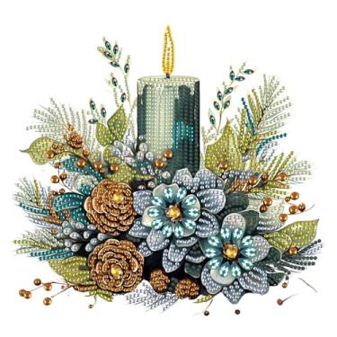 Imagem de Kits de pintura de diamante para adultos, kits de arte de diamante de formato especial de vela de Natal 5D para iniciantes, pintura de strass de cristal para decoração de parede de casa, 30 x 30 cm
