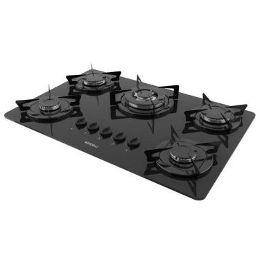 Imagem de Cooktop Nardelli à Gás Ndl 5btc Vidro Preto Flange Esmaltada Preto Bivolt