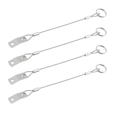 Imagem de HEVSTIL Cordão de liberação rápida de 150 mm – Aço inoxidável 316 com cabo revestido de plástico – Anel de 1,8 cm – para suportes de barco, equipamentos marítimos e externos