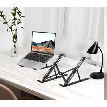 Imagem de Suporte ajustável para laptop de 10 níveis para mesa, suporte dobrável, suporte portátil, suporte ventilado para notebook para computador (preto)