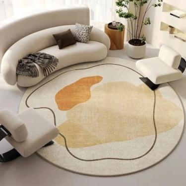 Imagem de Tapete redondo para sala de estar, tapete grande para decoração de quarto, tapete de chão, decoração para casa, lavável à água, antiderrapante (Consulta personalizada/HCD3162-YD)