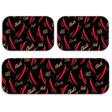 Imagem de Kit 3 Tapetes para Cozinha Moderno Antiderrapante - Passadeira + 2 Tapetes Decorativos Jogo de Cozinha (TPCOZ1178)