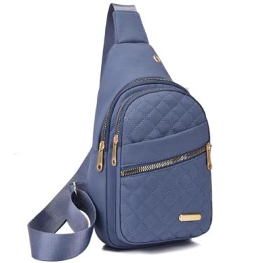 Imagem de Mochila tiracolo pequena para mulheres, bolsa de peito, bolsa tiracolo masculina, viagem, esportes, corrida, caminhada, pochete, Azul 1