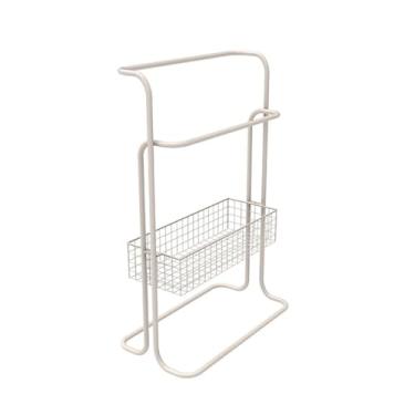 Imagem de porta-toalhas Toalheiro de chão, rack armazenamento para banheiro, toalheiro sem perfuração, para(Cream White)