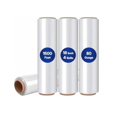 Imagem de NorthSky Película extensível para paletes - Resistência industrial até 800% stretch 20 mícrons transparente durável embalagem aderente caixa de filme retrátil resistente com 4 (calibre 80, 45.7 cm x