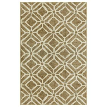 Imagem de Maples Rugs Tapetes geométricos modernos, feitos nos EUA, lavável, tapete antiderrapante para entrada, hall de entrada, cozinha e banheiro, 51 x 86 cm, bege