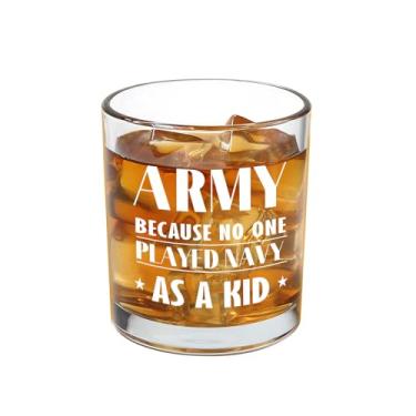 Imagem de Jogskeor Copo de uísque Army Because No One Played Navy As A Kid 283,5 g, presentes do exército para homens, presentes de aniversário militar da marinha para homens, tio pai