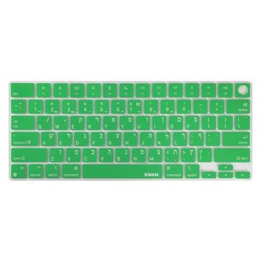 Imagem de XSKN Capa de silicone para teclado verde verde menta hebraica serve para MacBook Air MacBook Pro 13,6 15,3 14,2 16,2 polegadas lançado desde 2021 com chip M1 M2 M3 M4 e Touch ID