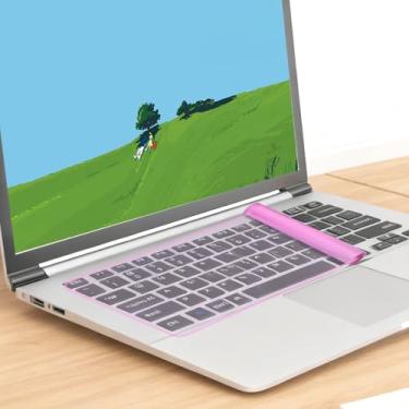 Imagem de Capa protetora de teclado para laptop, película de silicone para notebook, flexível, fina, à prova de poeira, reutilizável (roxa)