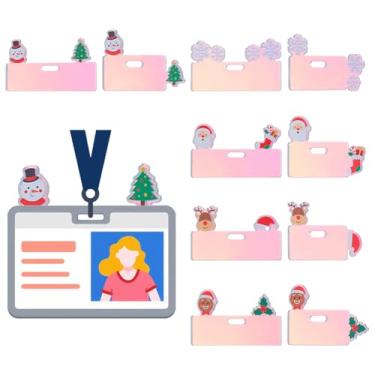 Imagem de BENECREAT 10 peças de enfeite de crachá de Natal, 10 estilos fofos porta-crachás de identificação decorativos de acrílico para escritório, médico, professor, aluno, cartão de nome