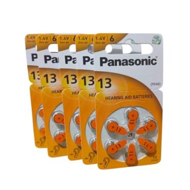 Imagem de pilhas baterias aparelhos auditivos PR13 Panasonic kit com 5 cartelas 30 uns
