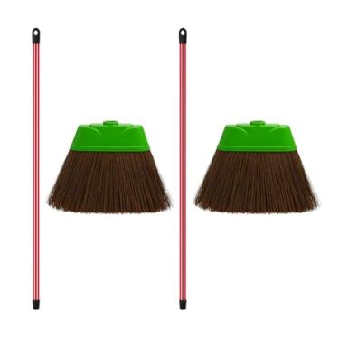Imagem de Kit 2 Vassouras de Piaçava 30cm Base Plástica Reforçada com Cabo Cerdas Naturais Firmes para Limpeza Pesada de Casa, Quintal, Calçada Garagem Durável, Eficiente Ideal para Uso Doméstico e Profissional