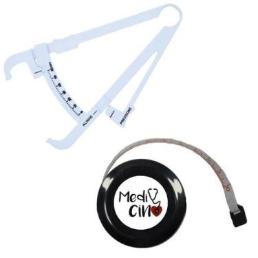 Imagem de Kit Avaliacao Fisica Medir Gordura Corporal Fita Metrica Imc Adipometr