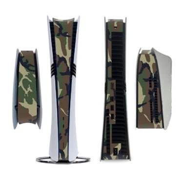 Imagem de Adesivo lateral completo do meio personalizado para PS5 PRO Disc Console Center Skin Console Skin Decalque de vinil (camuflagem verde)