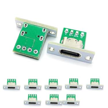 Imagem de XUGERIP 10 peças DIY tipo C placa breakout fêmea, conversor de montagem em painel USB C de passo de 2,54 mm com placa PCB