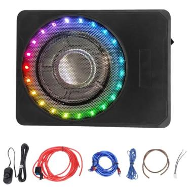 Imagem de Shkalacar Subwoofer de carro de 25,4 cm sob o assento 25,4 cm fino subwoofer para carro alimentado com amplificador integrado e luzes RGB para caminhões, trailers, barcos