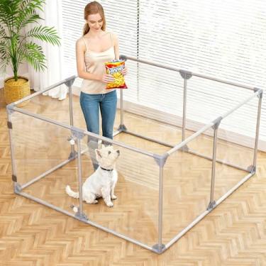 Imagem de Swifthorse Cercadinho de acrílico para cachorro, cercadinho para cachorro interno, cerca para animais de estimação, gaiola com 10 painéis para filhotes, canetas para brincar em ambientes int