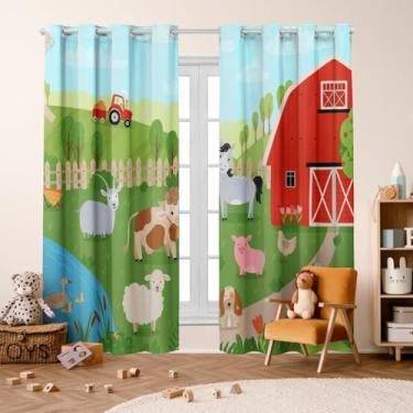 Imagem de Cortina Infantil Estampada, 3,00x2,20m, 2 Folhas, Poliéster, para Quarto, Sala, Decorativa (FAZENDINHA)