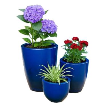 Imagem de Kit 3 Vasos Coluna Bojo Marmorizado 1,2 e Bojo Marmorizado 1 luxo para plantas naturais e artificiais área interna... (Azul marmorizado)