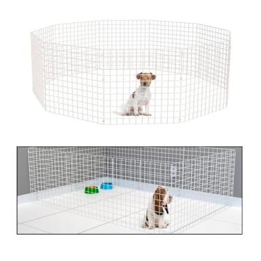 Imagem de Cercado para Cachorros Pequeno Médio Porte 60cm Altura Movel Dobravel 10 Telas Branco Cercadinho para Porquinho da Índia