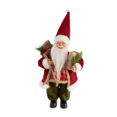 Imagem de Fancyes Estatueta de Papai Noel em Pé, Enfeite de Mesa para Decoração de Estante, Armário Ou Casa, Xadrez vermelho e verde