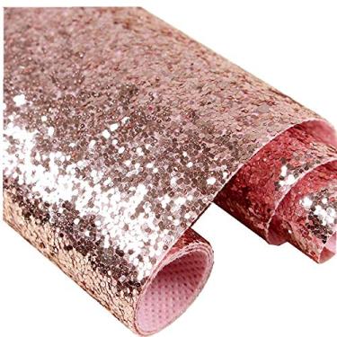 Imagem de DHHOUSE Papel de parede autoadesivo ouro rosa com glitter grosso, papel de parede brilhante com glitter para parede (44 cm x 5 m, ouro rosa)