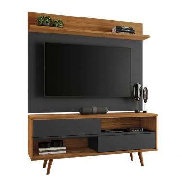 Imagem de Rack Com Painel Assimério Preto Com Freijó - Moveisaqui