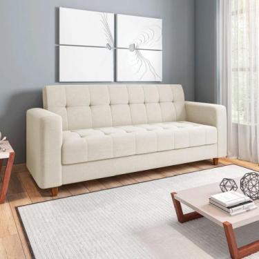 Imagem de Sofá 03 Lugares Arezzo Linho Areia A27 Pés Chanfrado Castanho D01 - D'