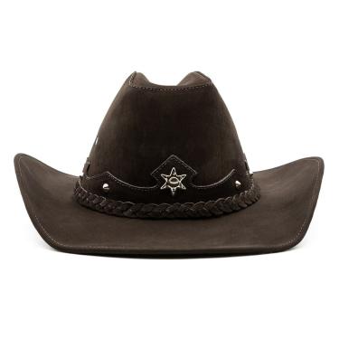 Imagem de Chapeu Country Couro Americano Australiano Aba Arame em Aço Barretos Rodeio Western Boiadeira