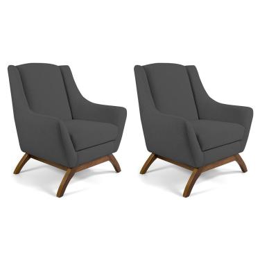 Imagem de Kit 02 Poltronas Fixa Juliet D02 Veludo Cinza C-317