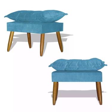 Imagem de Kit 02 Puff Decorativo Opala - Azul Turquesa Azul Turquesa