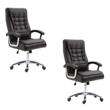 Imagem de Kit 2 Cadeiras Escritório Presidente Ergonômica NR17 material sintétic