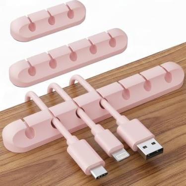 Imagem de Clipes de cabo, pacote com 3 suportes de cabos, organizador de cabos, suporte autoadesivo para mesa de trabalho, cabo USB/cabo de alimentação para mesa-de-cabeceira, cabo de mouse/fio PC/clipes de