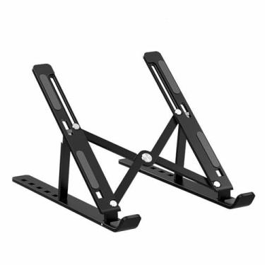 Imagem de EJAY Suporte de laptop para mesa, suporte de alumínio ajustável para laptop e suporte ventilado, suporte portátil dobrável para laptops de 10 a 15,6 polegadas (preto)