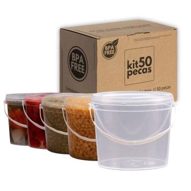 Imagem de Balde Com Alça Para Transportar Comida 50 Pçs