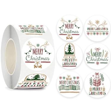 Imagem de 500 adesivos de Natal de 3,8 cm Feliz Natal fofo adesivo impermeável para embalagem de presente de Natal, cartões, envelopes, sacolas de brindes, caixa de lembrancinhas, decorações de lembrancinhas de