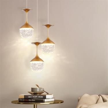 Imagem de Luminária pendente nórdica criativa em formato de bolha de cristal, luz decorativa para sala de estar e quarto (Estilo 11 (3 lâmpadas))