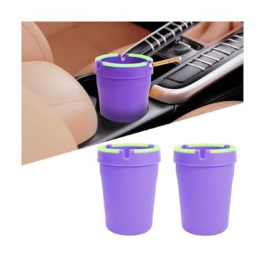 Imagem de Mandark Cinzeiro de carro, 2 peças que brilha no escuro lata de lixo autoextinguível para veículos sem fumaça, organizador portátil à prova de cheiro, suporte de cinzas automotivo, universal para