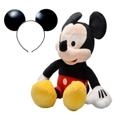 Imagem de Mickey de Pelúcia 45cm Três Falas em Português + Tiara Orelhas - Multi