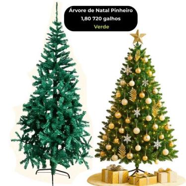 Imagem de Árvore de Natal Pinheiro Tradicional 1,80m Verde com 720 Galhos Decora