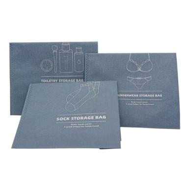 Imagem de Kit 3 Sacos Organizador Para Viagens Para Maquiagem, Calcinhas e Produtos de Beleza, Produto Linha Premium Design Elegante (AZUL)