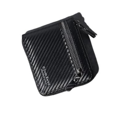 Imagem de Carteira moderna para homens, carteiras masculinas dobráveis portáteis com 2 bolsos com zíper para guardar moedas, carteira de cartão de visita de grande capacidade com 2 compartimentos para dinheiro