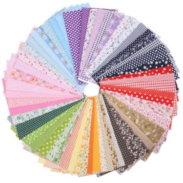 Imagem de Pano de costura DIY, 56 peças de tecido de algodão quadrado de 24 x 23 cm, panos para decoração de casa, presentes para amigos, tecidos de costura com padrões florais, panos com várias cores