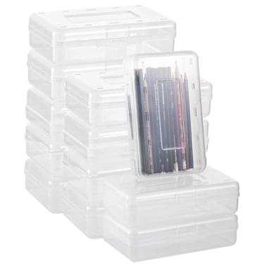 Imagem de LUMINFLY Conjunto de 12 caixas de armazenamento de plástico transparente com tampas, recipientes organizadores grandes para escritório, artesanato, giz de cera