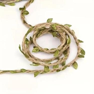 Imagem de Corda de Sisal Cordão de Juta com Folhas Decoração Rústica, Artesanato, Diy Festas Temáticas(1 Metro)
