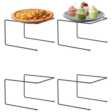 Imagem de 4 peças de suporte de pizza com almofadas antiderrapantes, bandeja de bandeja de comida e suporte de exibição para festa, buffet, bandeja de mesa, expositor, suporte de pizza para pizza, sobremesa