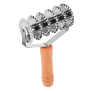 Imagem de VICASKY Cortador de macarrão de aço inoxidável com cabo de madeira, rolo de massa de treliça, ferramenta de cozinha para corte de crosta de pastelaria, cozimento e preparação de massa
